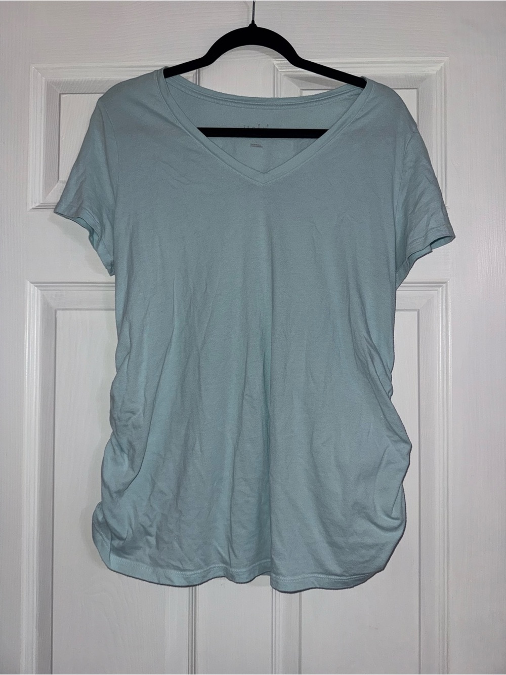 Women's Maternity V-Neck Short Sleeve Tee - Light Blue
